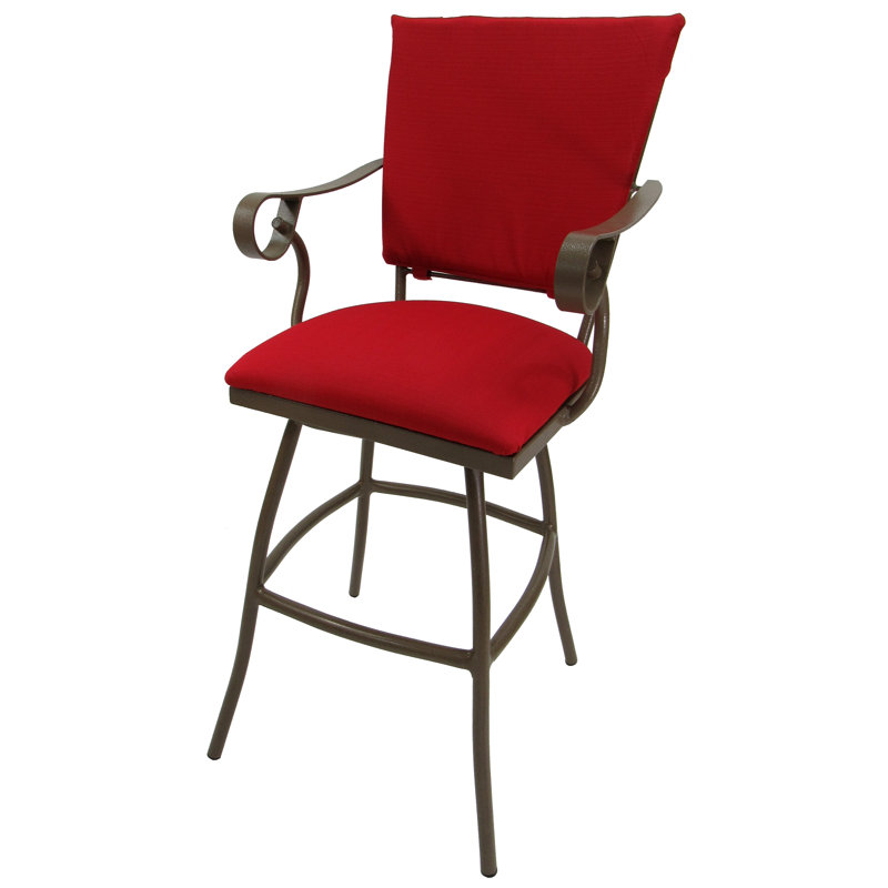 Fleur De Lis Living Rone 35" Patio Bar Stool with Cushion Wayfair